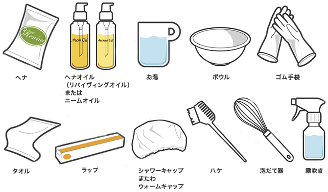 ヘナ染めるのにいろもん