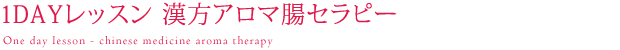 1ＤＡＹレッスン漢方アロマ腸セラピー、「漢方アロマ腸セラピー」は、漢方精油を使用して、お腹を揉み解すことにより、胃腸の動きが改善され、便秘の解消はもちろん、お肌のトラブルの原因を体の中から取り除きます。また、腹部にある内蔵（肝臓、胆嚢、腎臓、膀胱、子宮、卵巣等）も同時にケアされます。エヌ・アイ・シー